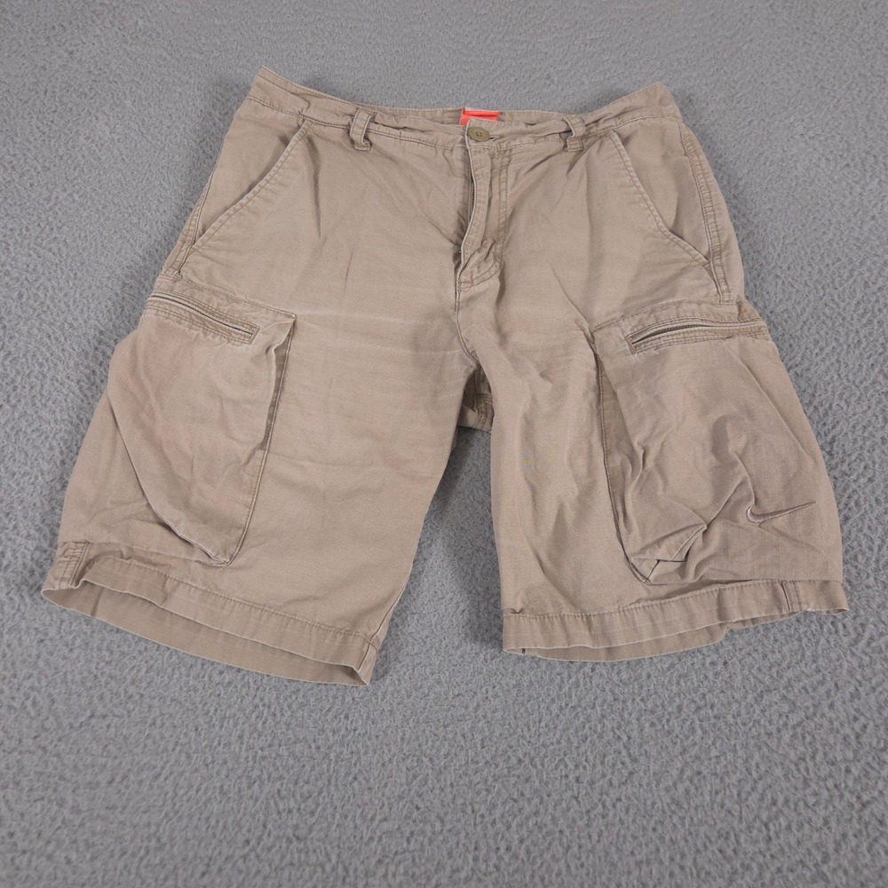VINTAGE Nike Shorts Mens 30 Khaki Athletic Dept Ripstop‎ Cargo Multi-Pocket Y2K